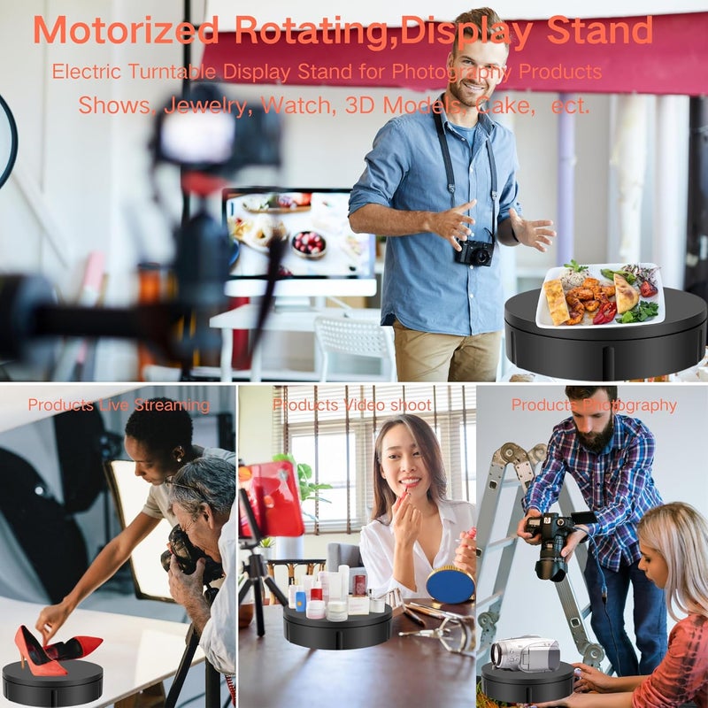 JAYEGT Motorized Rotating Display Stand, 350Lbs Load，360 Degree Electric Rotating Turntable for Photography Products Display，Live Show,Remote Control +5 Colors Backgrounds (Black/11.8inch /Wired) - Image 3